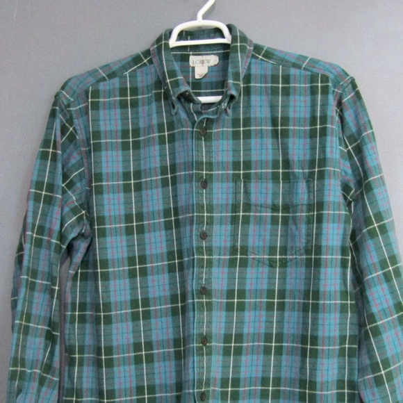 J. Crew | Shirts | Vintage J Crew Heavy Cotton Shirt Blue Green L ...